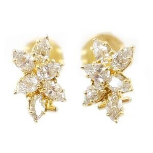 Harry Winston Lily Cluster Earrings 18K Yellow Gold 5.2g Marquise